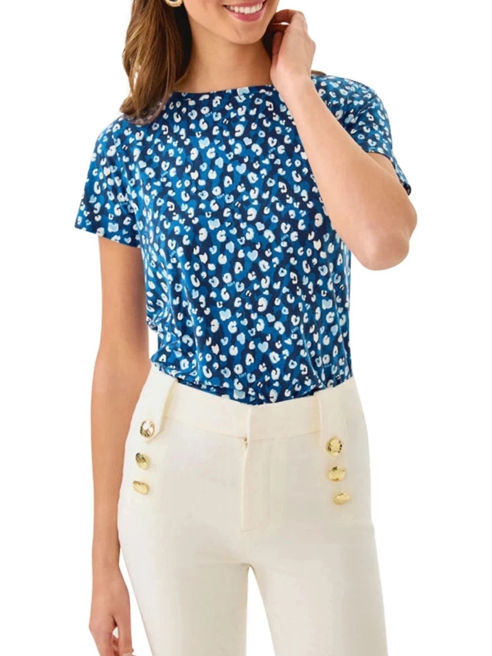 Lilly Pulitzer Key West Top You’re an Animal Leopard Starlight Navy small